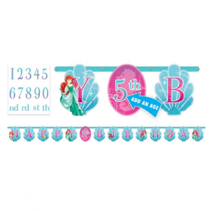 ©Disney Ariel Jumbo Add-An-Age Letter Banner - Printed Paper