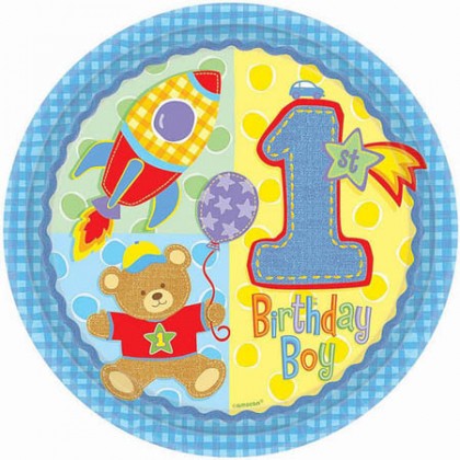 Hugs & Stiches Boy 10 1/2" Round Plate