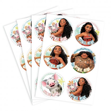 Disney Moana Party ID Stickers - Printed Paper