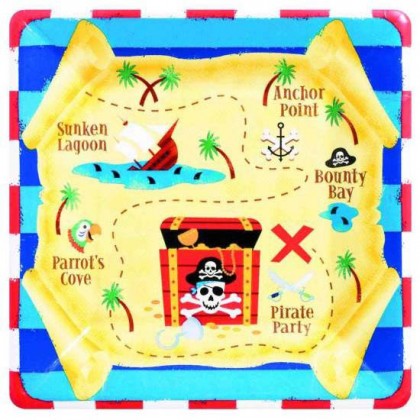 Pirate's Treasure Square Plates, 10"