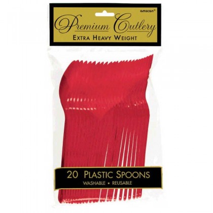 Plastic Spoons - Apple Red