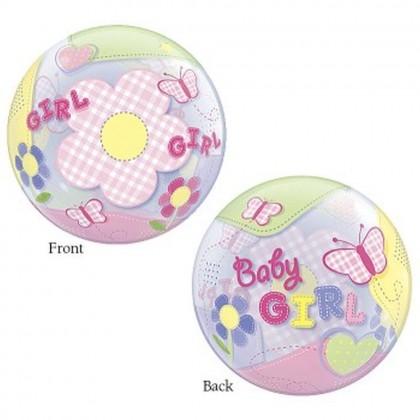 Q 22" Baby Girl ButterFlies Bubble Balloon