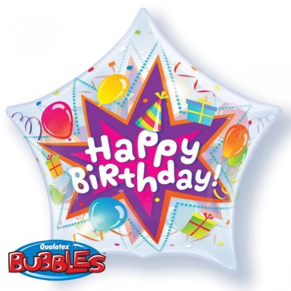 Q 22" Birthday Party Blast Star Bubble Balloon