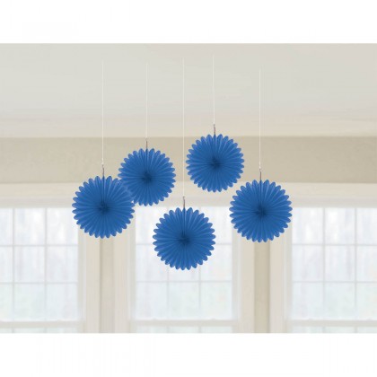 6" 6" Mini Hanging Fan Decorations Bright Royal Blue