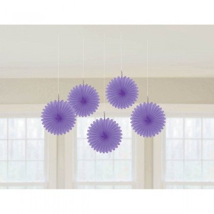6" 6" Mini Hanging Fan Decorations New Purple