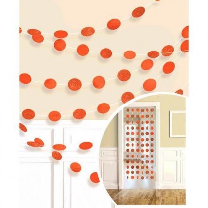 6 Round String Decorations - Orange Peel