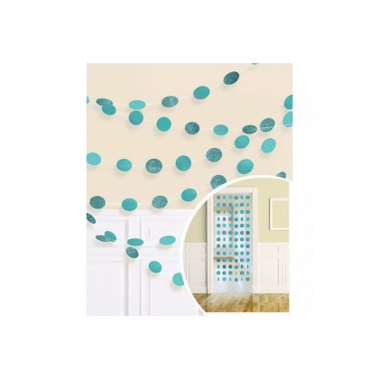 6 Round String Decorations - Robin's-Egg Blue