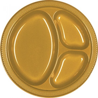 Gold Festive Occasion® Plastic Tableware Divded Plate, 10 1/4"