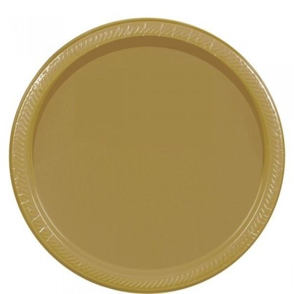 Gold Festive Occasion® Plastic Tableware Plate, 9"
