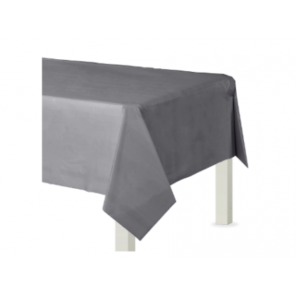 54" x 108" Plastic Solid Rectangular TableCover - Silver