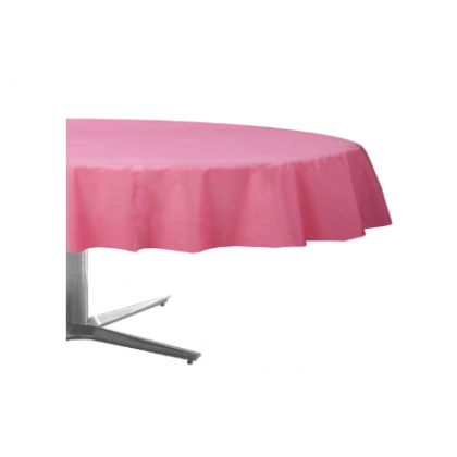 84" Plastic Solid Round TableCover - New Pink