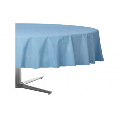 84" Plastic Solid Round TableCover - Pastel Blue
