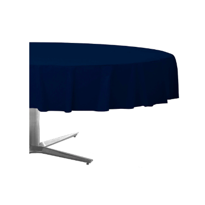 84" Plastic Solid Round TableCover - Navy Flag Blue