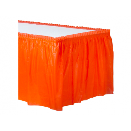 14' x 29" Plastic Solid Table Skirt - Orange Peel