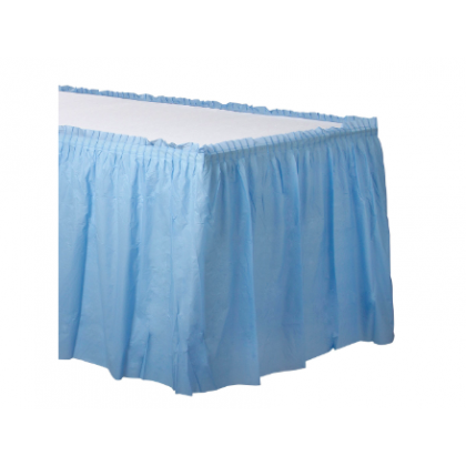 14' x 29" Plastic Solid Table Skirt - Pastel Blue