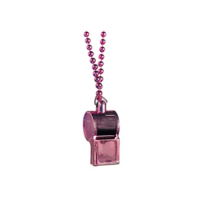 Necklace, 36"; Whistle, 2" Whistle on Chain Necklaces Pink