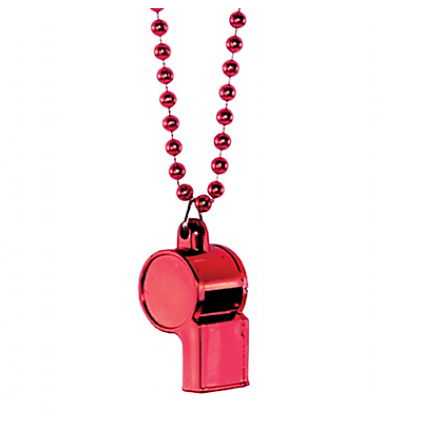 Necklace, 36"; Whistle, 2" Whistle on Chain Necklaces Red