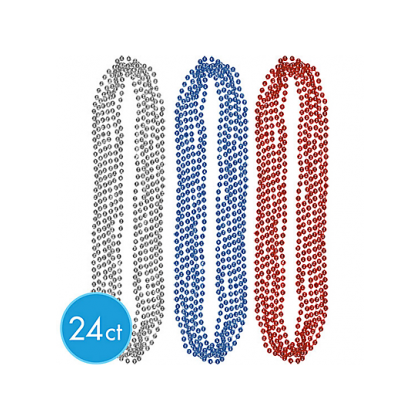 30" Metallic Necklaces R/W/B