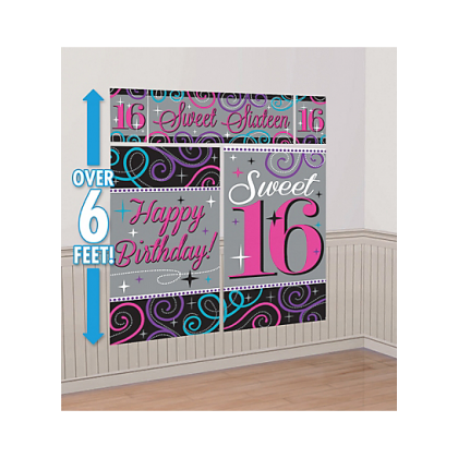 Sweet Sixteen Celebration Scene Setters® Wall Decorating Kit - Plastic