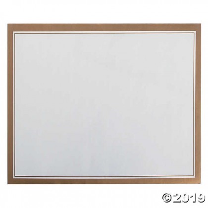 11"x16" Placemats Paper - White w/Gold Trim