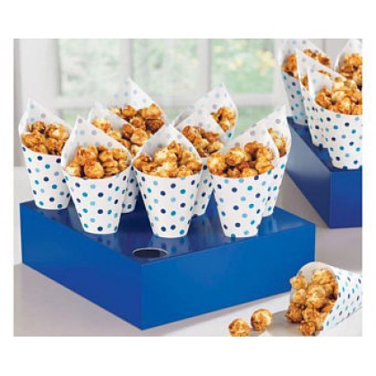 Paper Minis Snack Cones w/Tray - Blue