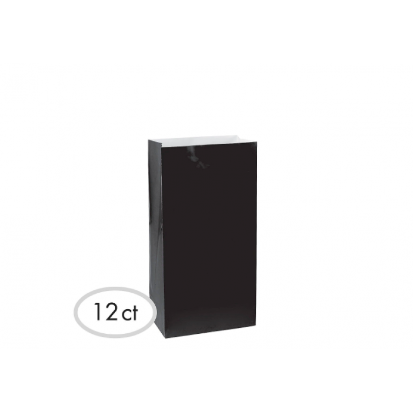 6 1/2"H x 3"W x 2"D Packaged Paper Bags BLACK (Mini)