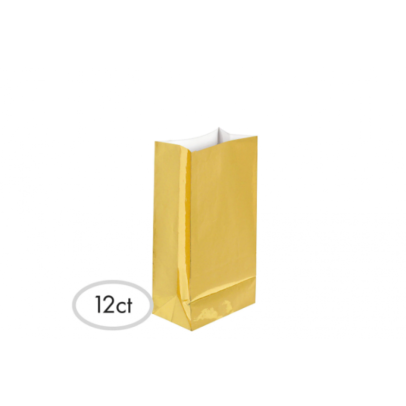 6 1/2"H x 3"W x 2"D Packaged Paper Bags GOLD (Mini)