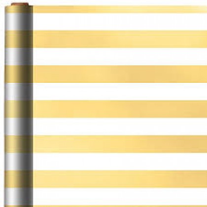 12' x 30" Gift Wrap Stripe - Gold Printed Jumbo w/ Hang Tab