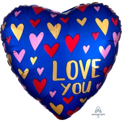 S40 17" Satin Navy & Gold Love Standard Satin XL®