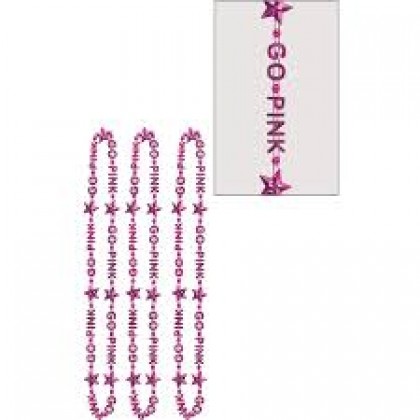 32" Word Bead Necklaces (Go Pink) - Pink