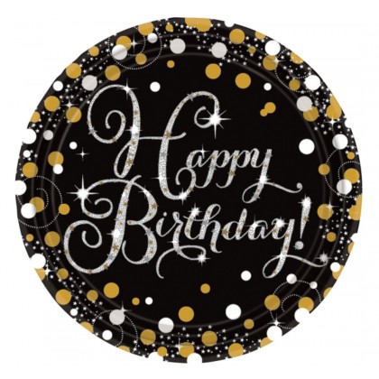 8 Plates Sparkling Celebrations Happy Birthday Rou