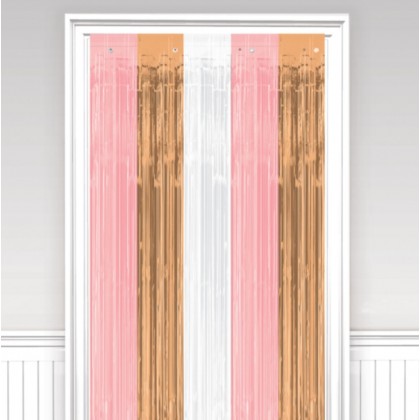 Door Curtain Rose Gold Blush Plastic 243 x 91.4 cm