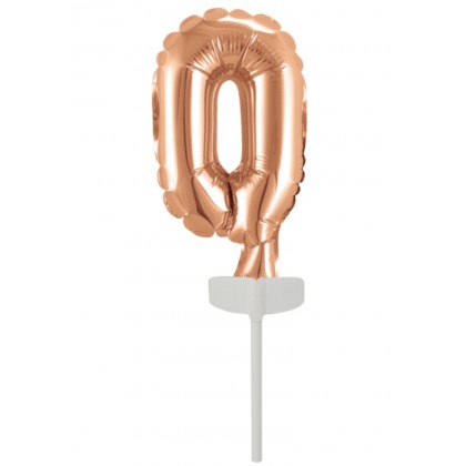N6 Micro Size Number 0 Rose Gold Foil Balloon N6 P