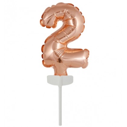 N6 Micro Size Number 2 Rose Gold Foil Balloon N6 P