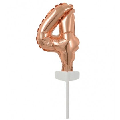 N6 Micro Size Number 4 Rose Gold Foil Balloon N6 P
