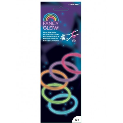 10 Glow Bracelets Assorted Plastic 20 cm