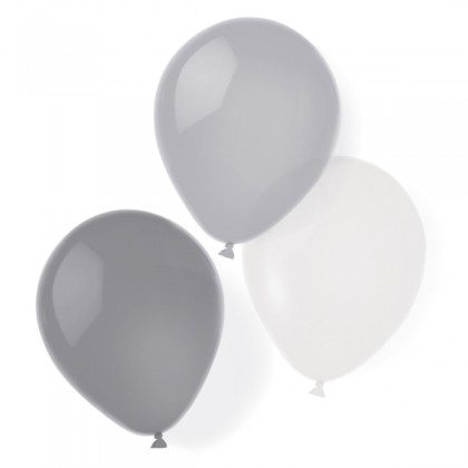 8 Latex Balloons Silver Dream