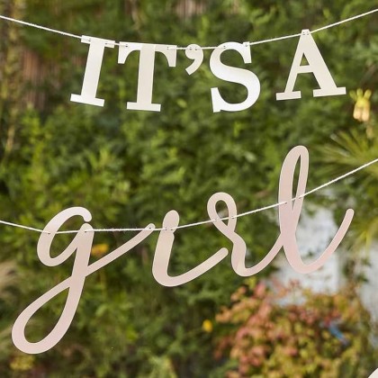 Eco Bunting - It's A Girl - White & Blush