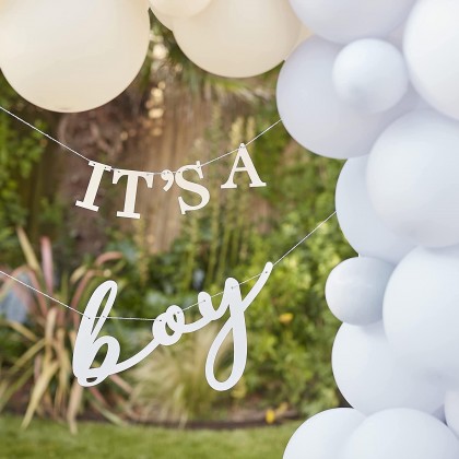 Eco Bunting - It's A Boy - White & Blue