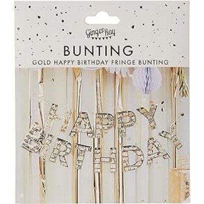 Gold Fringe Happy Birthday Bunting