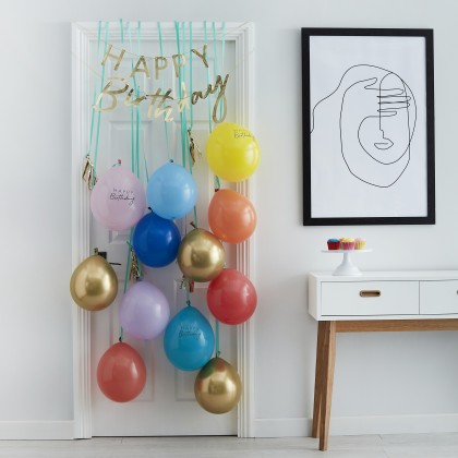 Rainbow and Gold Happy Birthday Balloon Door Kit