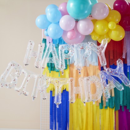 Rainbow Confetti Happy Birthday Balloon Bunting