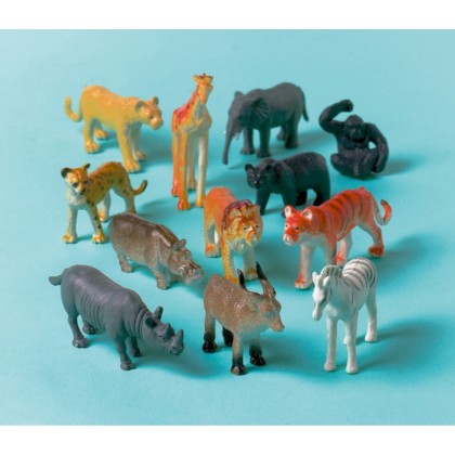12 Toy Jungle Animals Plastic