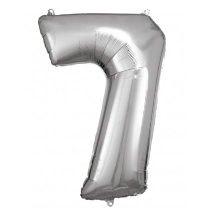 N34 Large Number 7 Silver Foil Balloon N34 Package
