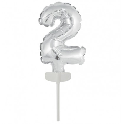 N6 Micro Size Number 2 Silver Foil Balloon N6 Pack