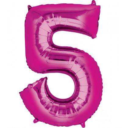 N34 Large Number 5 Pink Foil Balloon N34 Packaged