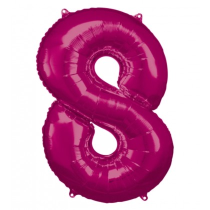 N34 Large Number 8 Pink Foil Balloon N34 Packaged