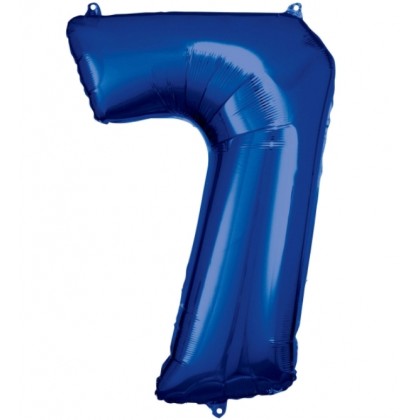 N34 Large Number 7 Blue Foil Balloon N34 Packaged
