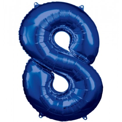 N34 Large Number 8 Blue Foil Balloon N34 Packaged