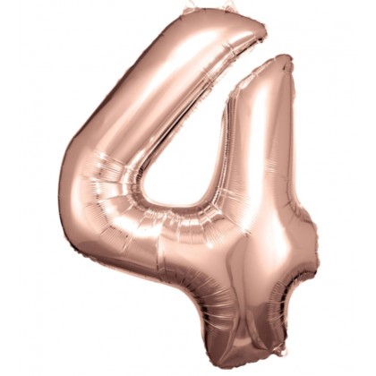 N34 Large Number 4 Rose Gold Foil Balloon N34 Pack